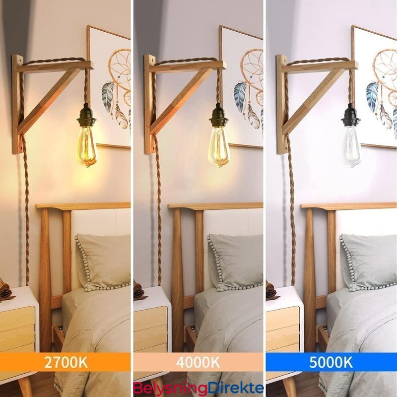 Vegglampe I Massivt Tre, Amerikansk Pastoral Retro Hamptau Med Plugg