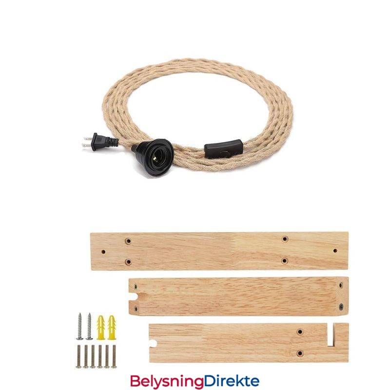 Vegglampe I Massivt Tre, Amerikansk Pastoral Retro Hamptau Med Plugg