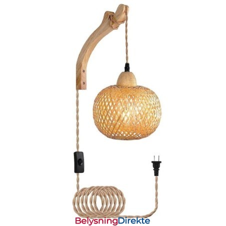 Vegglampe I Bambus, Amerikansk Pastoral Retro, Hamptau, Vegglampe Med Plugg