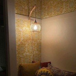 Vegglampe I Bambus, Amerikansk Pastoral Retro, Hamptau, Vegglampe Med Plugg