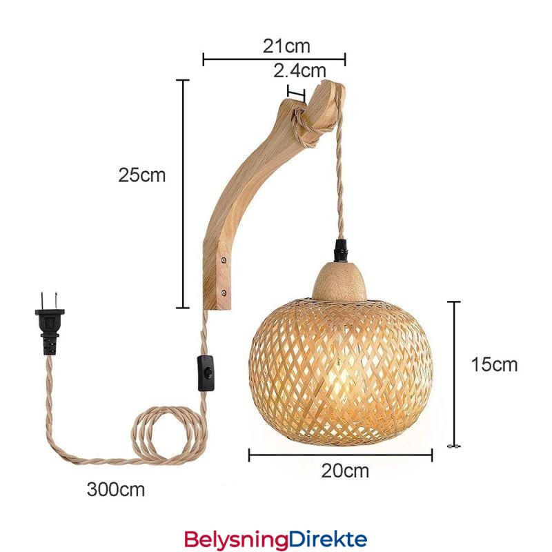 Vegglampe I Bambus, Amerikansk Pastoral Retro, Hamptau, Vegglampe Med Plugg
