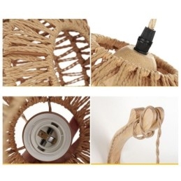 Amerikansk Retro Vegglampe Med 3M Hamptau Hengende Linje Papirtau Vevd Lampeskjerm