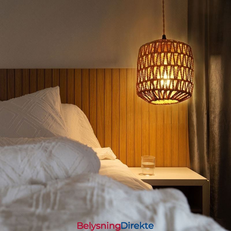 Amerikansk Retro Vegglampe Med 3M Hamptau Hengende Linje Papirtau Vevd Lampeskjerm