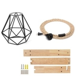 Amerikansk Retro Vegglampe 2,5 M Hamptau Hengende Wire Svart Jernmalt Lampeskjerm