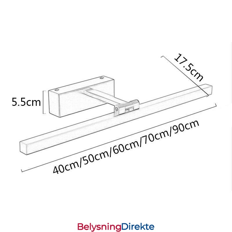 Nordisk Stil Speilfrontlampe Vinkeljusterbar Vegglampe Baderom