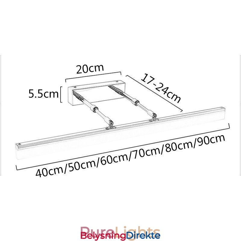 Speilfrontlys Akryl Strekkbar Vegglampe Toalettrom Korridor