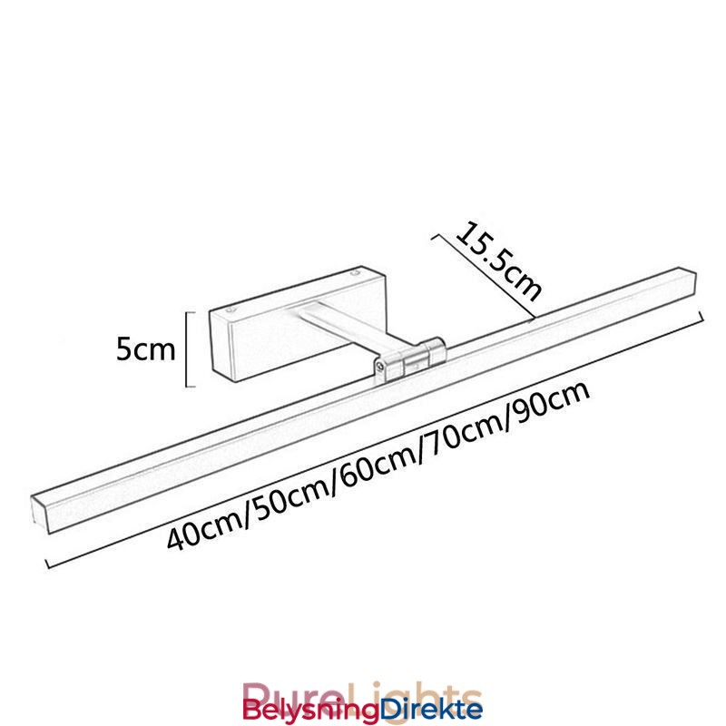 Nordisk Stil Speil Frontlampe Vinkeljusterbar Vegglampe Toalettrom