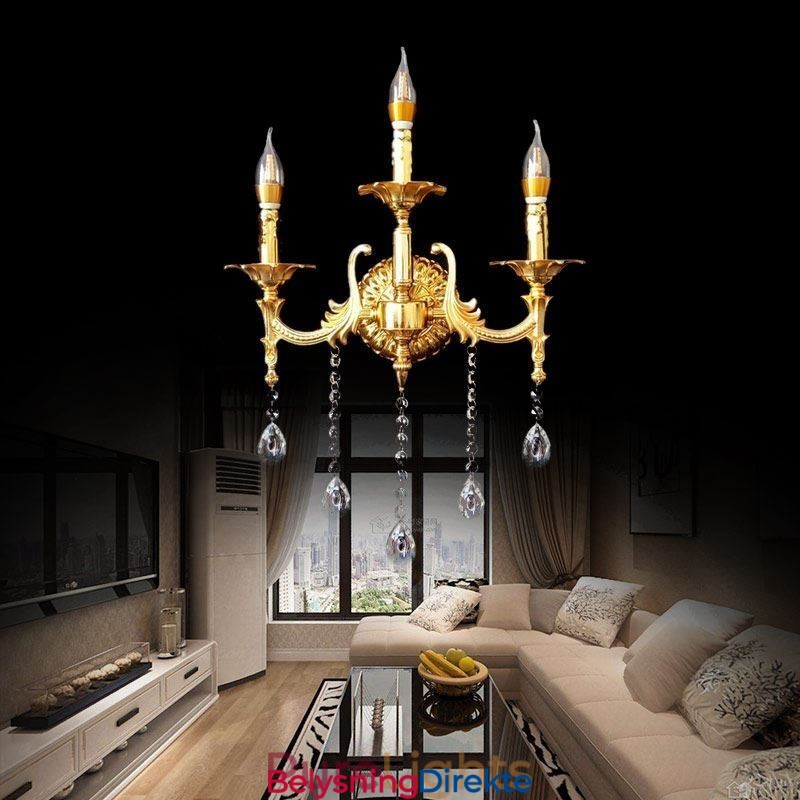 Europeisk Vegglampe Luksuriøs Vegglampe Krystalldråpedekorasjonslampe Nattbordsbelysning