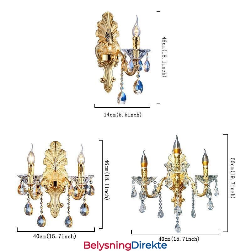 Europeisk Vegglampe Luksuriøs Vegglampe Krystalldråpedekorasjonslampe Nattbordsbelysning