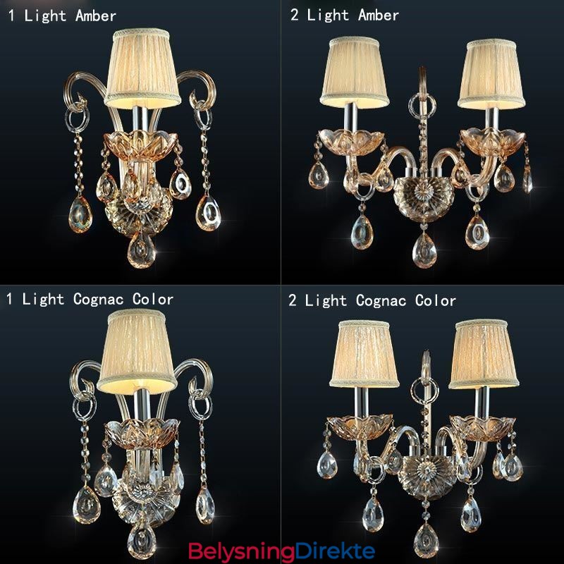 Europeisk Vegglampe I Ravfarget Konjakkfarget Krystallvegglampe I Enkel Lampebelysning