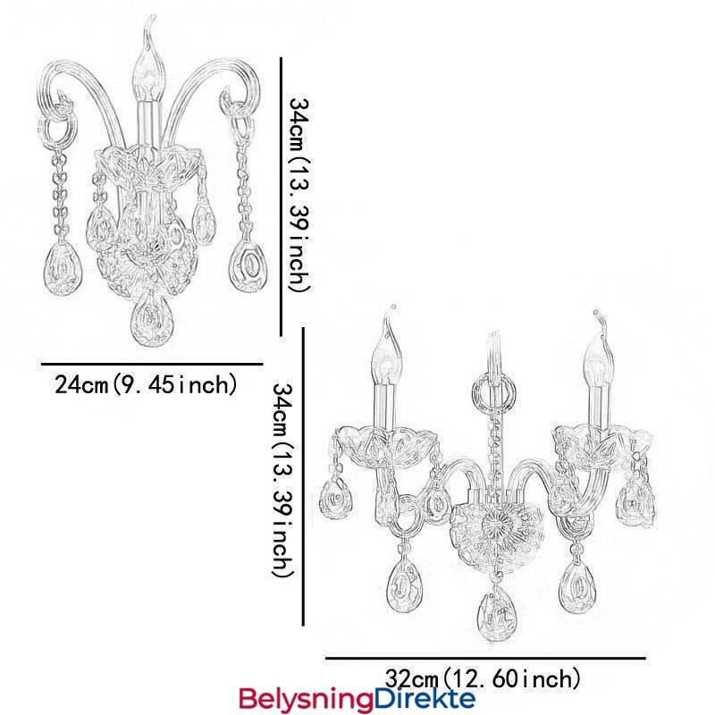 Europeisk Vegglampe I Ravfarget Konjakkfarget Krystallvegglampe I Enkel Lampebelysning