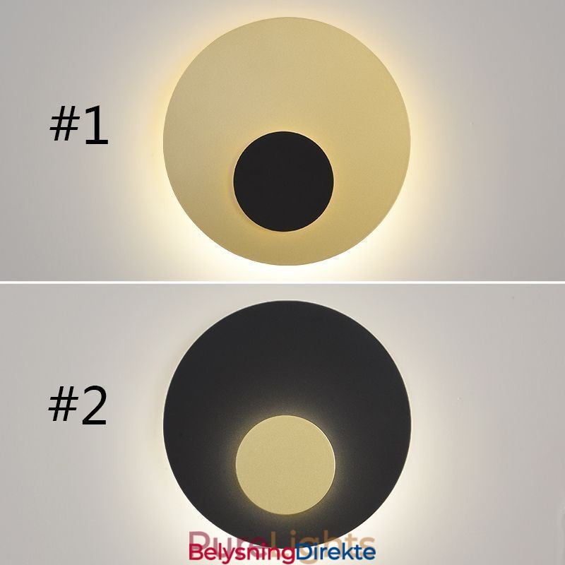 Nordisk Vegglampe Svart Gull Rund Vegglampe I Helkobber