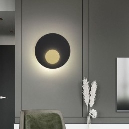 Nordisk Vegglampe Svart Gull Rund Vegglampe I Helkobber