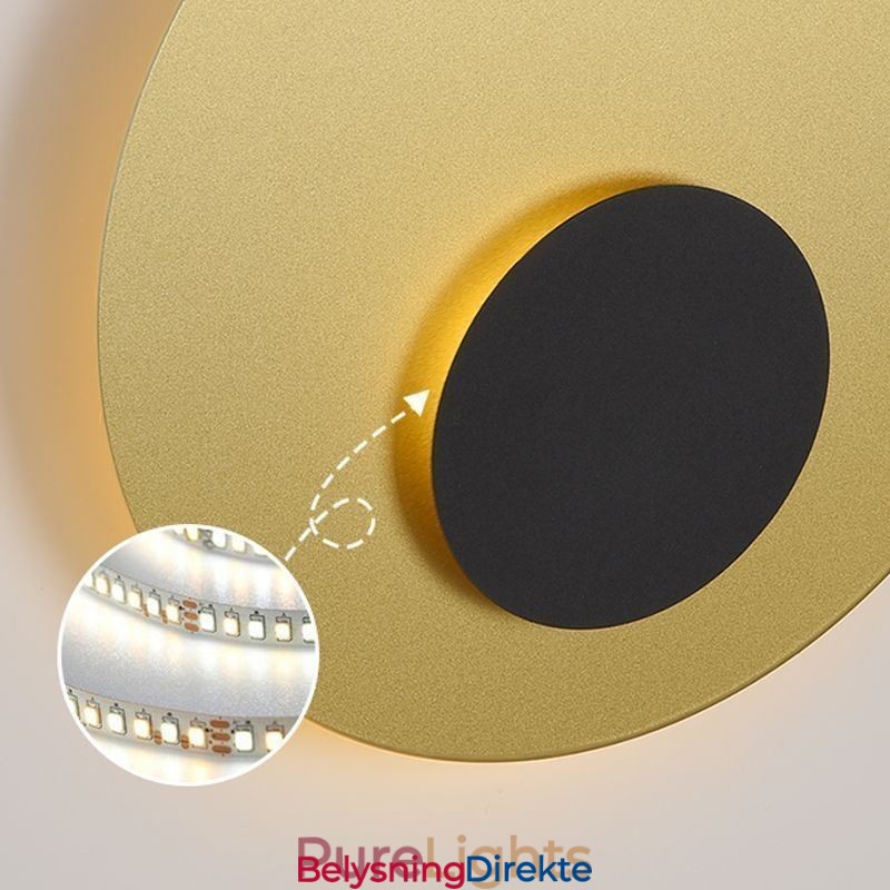 Nordisk Vegglampe Svart Gull Rund Vegglampe I Helkobber