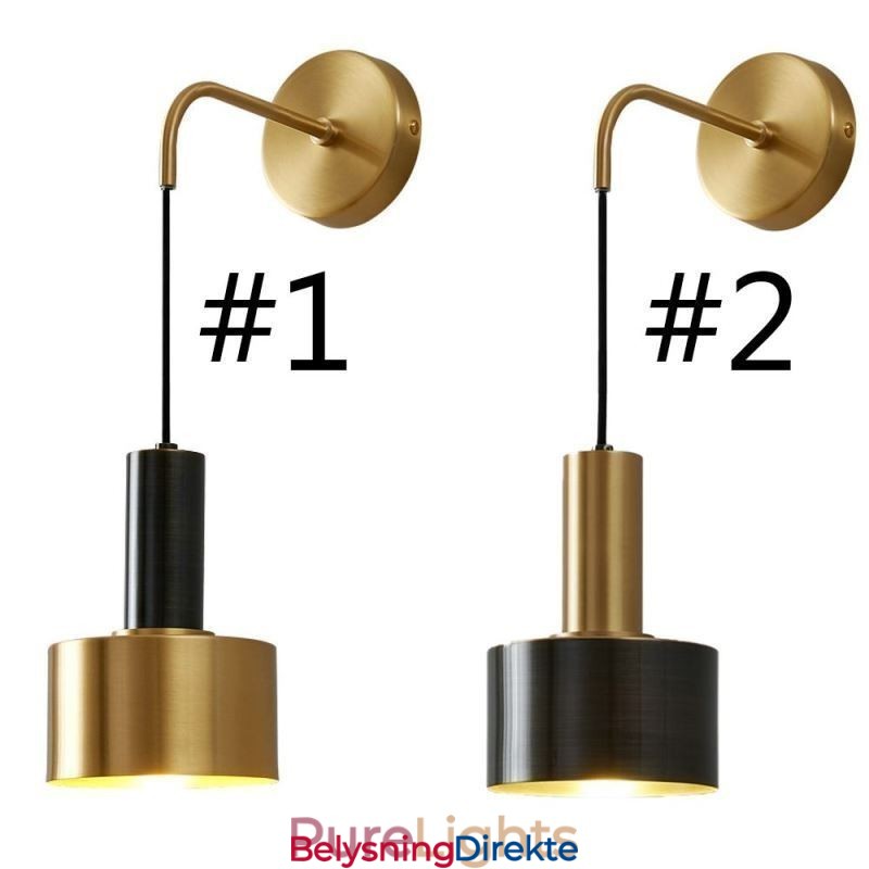 Moderne Vegglampe Svart Gull Kontrastfarge Vegglampe
