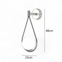 Moderne Globeformet Vegglampe I Glass Med Svart Vanndråpeform