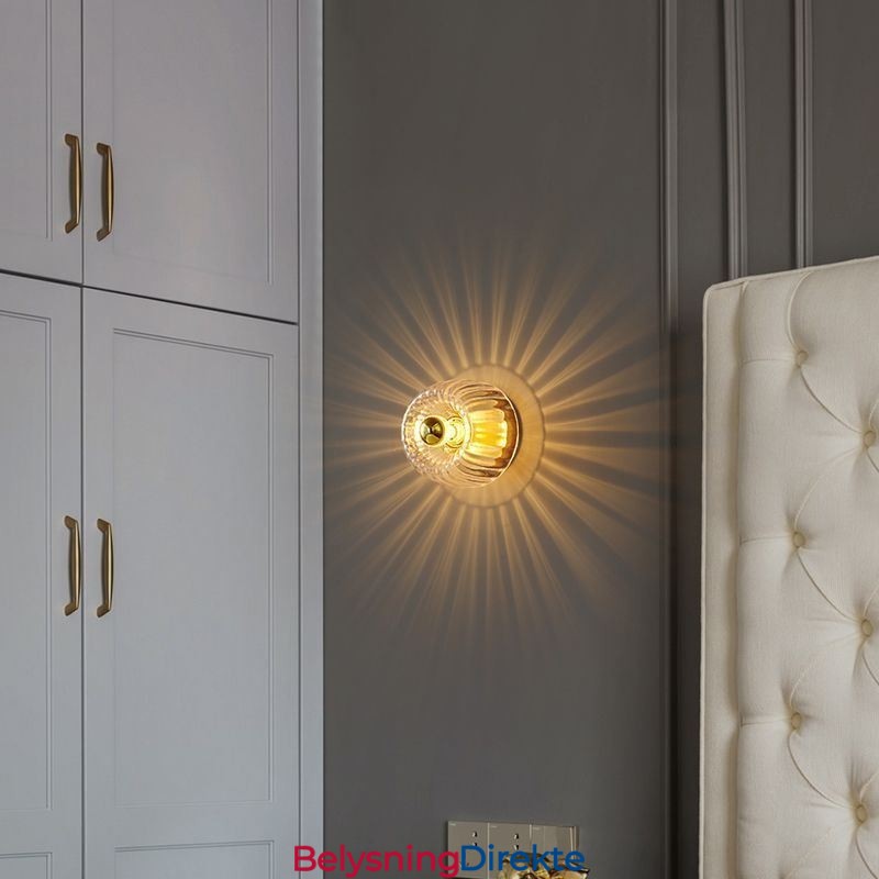 Moderne Veggbelysning Med Klar Glassskjerm Børstet Vegglampe