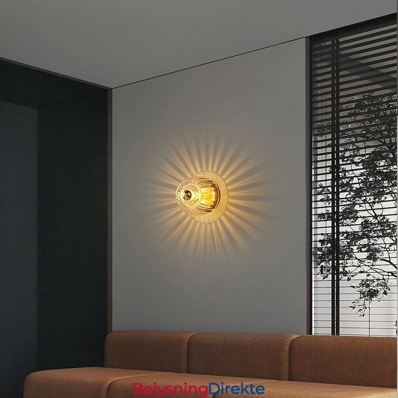 Moderne Veggbelysning Med Klar Glassskjerm Børstet Vegglampe