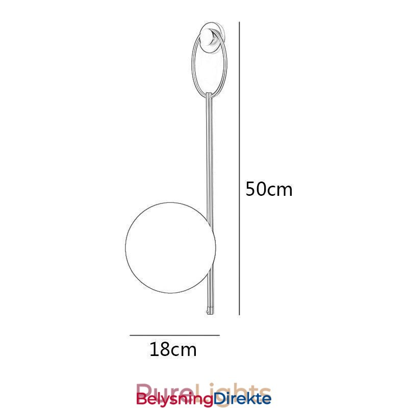 Moderne Globeformet Vegglampe I Børstet Gullfarget Glass