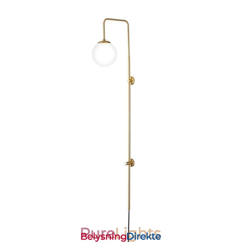 Moderne Globeformet Vegglampe I Børstet Gullfarget Glass