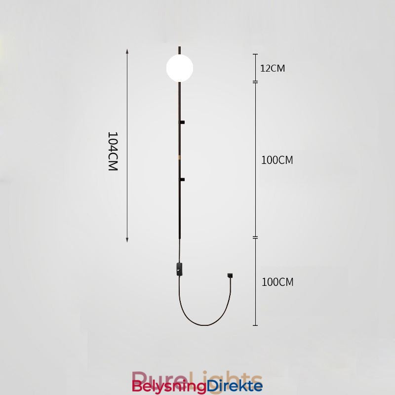 Globe Vegglampe Med Lys Fra Midten Av Århundret, Magisk Bønne, Vegglampe Med Stikkontakt