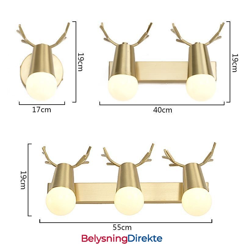 Nordisk Messing Vegglampe Speilfrontlampe