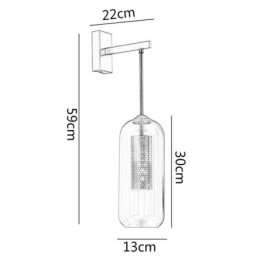 Nordisk Messingvegglampe Med Indre Hul Sylinderlampeskjerm I Glass