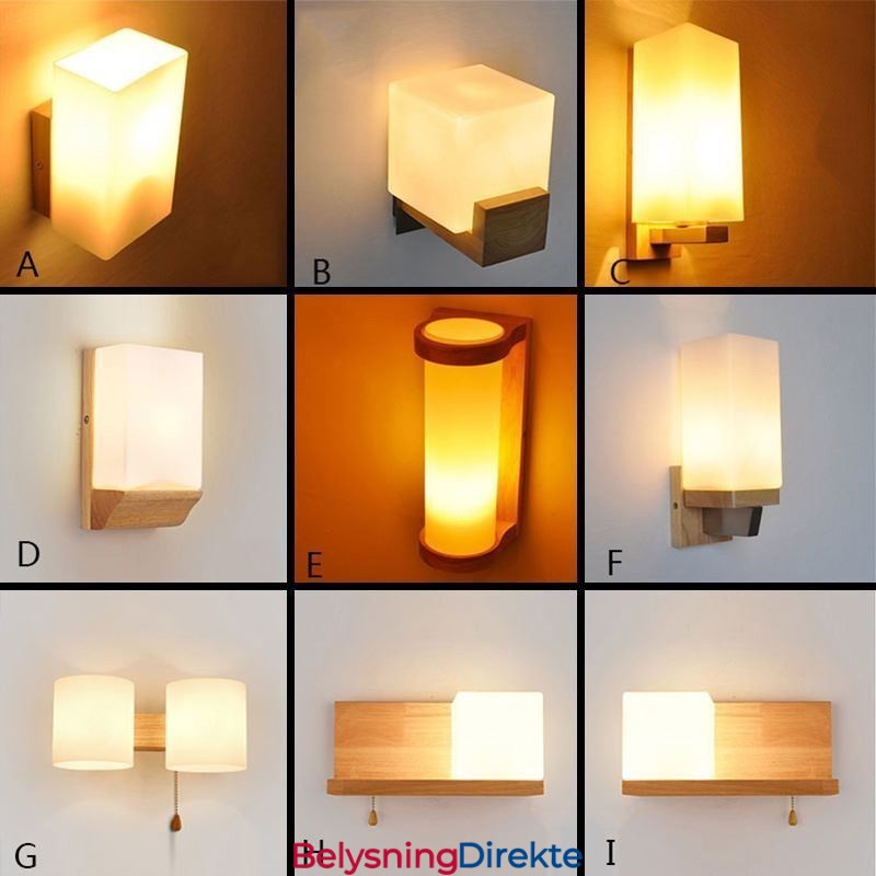 Nordisk Trevegglampe I Glassskjerm, Vegglampe