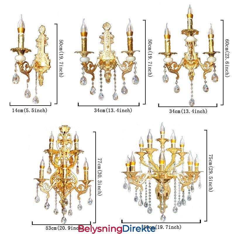 Europeisk Vegglampe Luksuriøs Vegglampe Krystalldråpelampe Nattbordsbelysning