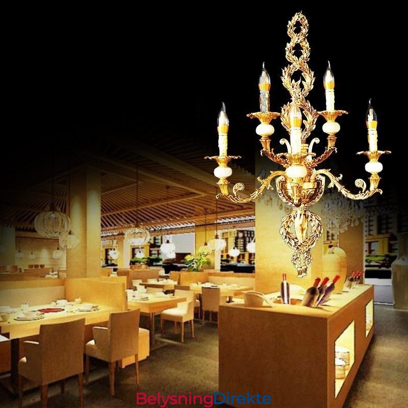 Europeisk Vegglampe Luksuriøs Petal Vegglampe Jade Dekorasjonslampe Nattbordsbelysning