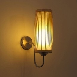 Kreativ Vegglampe I Bambus Med Nattbord Og Nattbord, Landlig Belysning