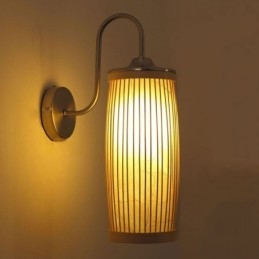 Kreativ Vegglampe I Bambus Med Nattbord Og Nattbord, Landlig Belysning