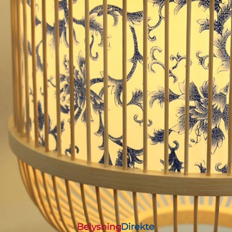 Kreativ Hengende Vegglampe I Bambus Med Burdesign, Dekorativ Lampe Ved Nattbordet