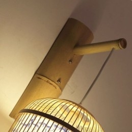 Kreativ Hengende Vegglampe I Bambus Med Burdesign, Dekorativ Lampe Ved Nattbordet