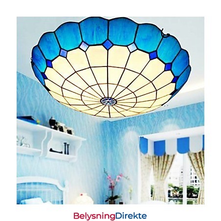 Europeisk Landlig Kreativ Kunst Farget Glass Absorberer Kuppellampelys