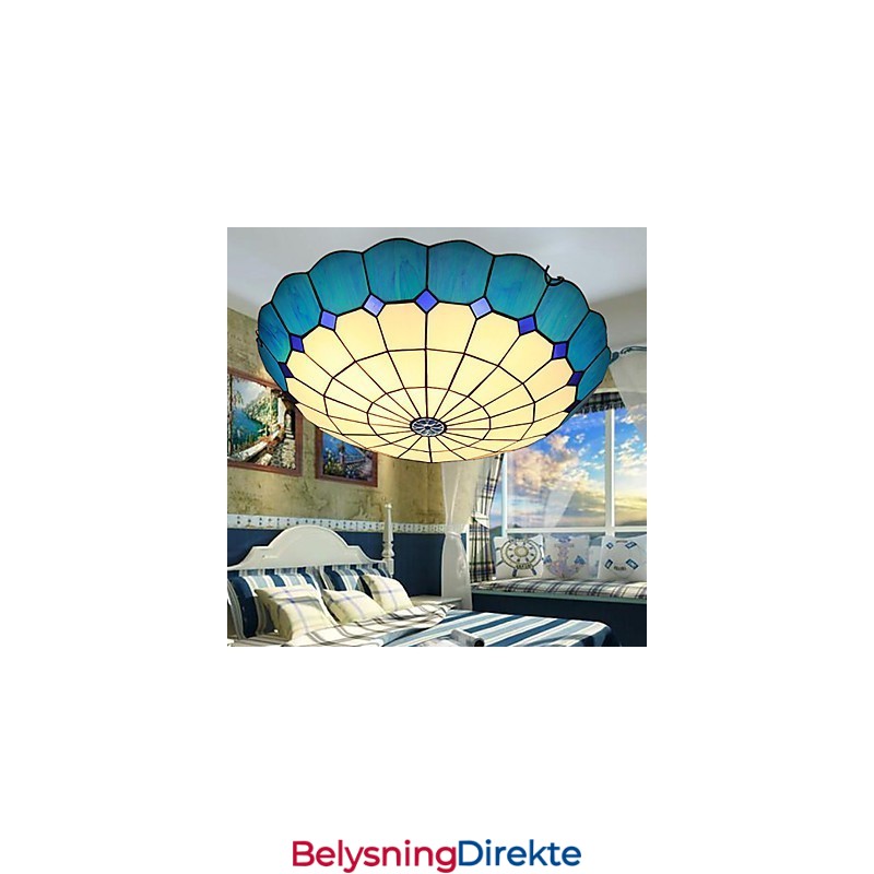 Europeisk Landlig Kreativ Kunst Farget Glass Absorberer Kuppellampelys