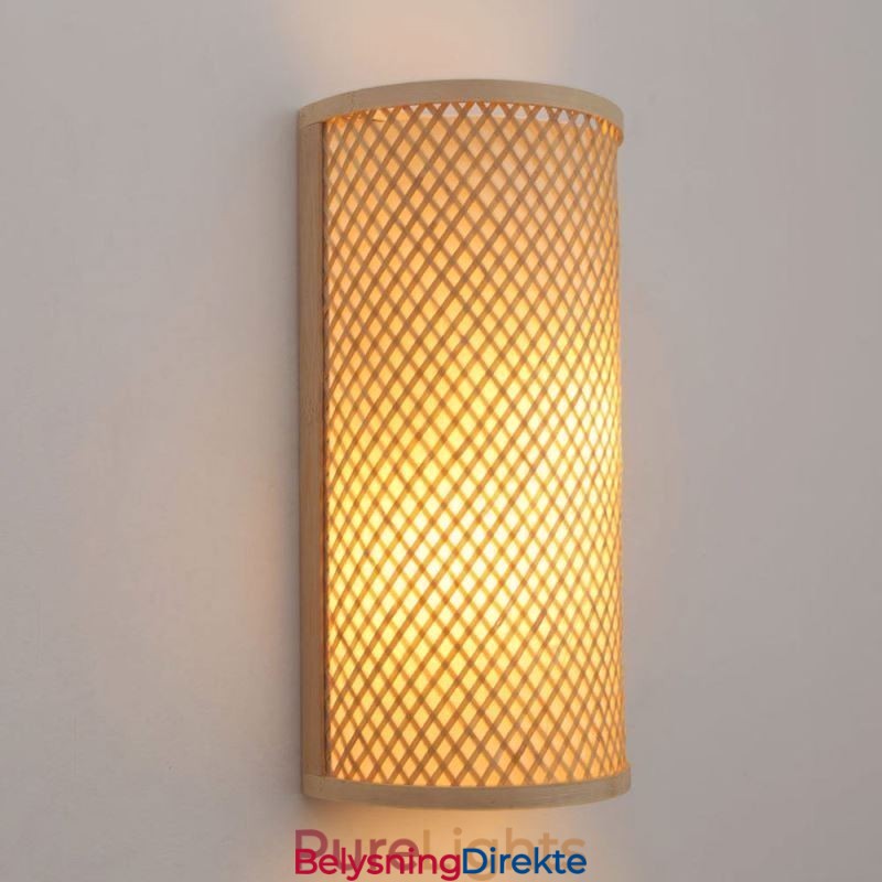 Halvsylindrisk Bambusvegglampe Kreativ Nattbordslampe Trapper Landlig Belysning