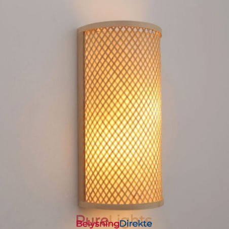 Halvsylindrisk Bambusvegglampe Kreativ Nattbordslampe Trapper Landlig Belysning