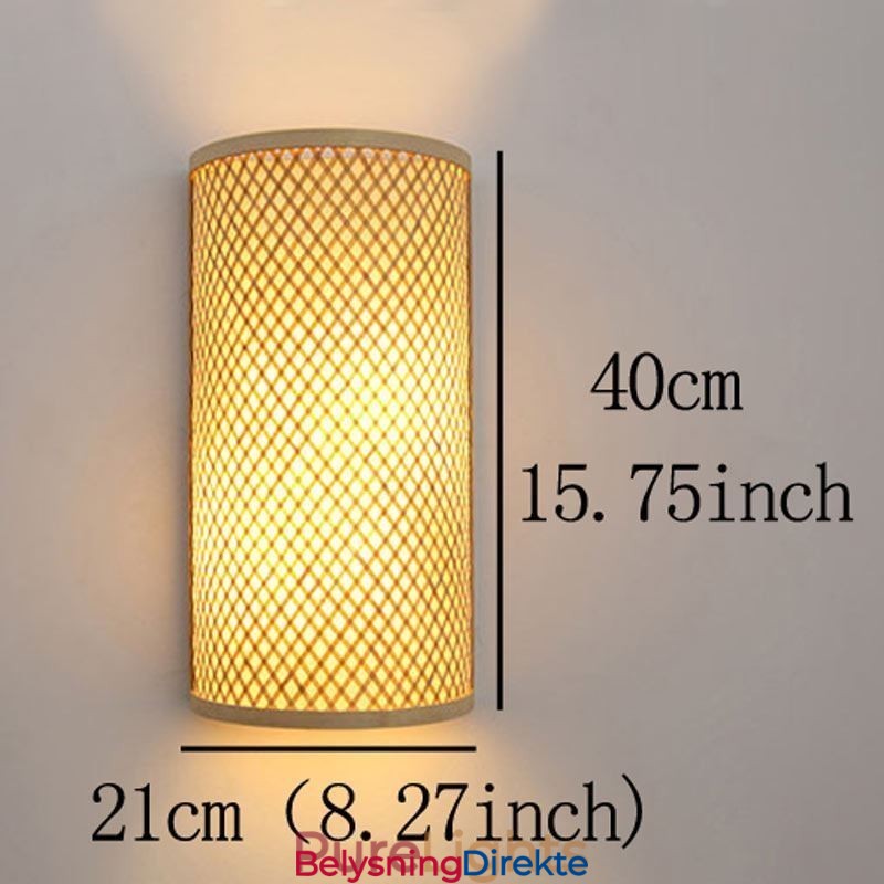 Halvsylindrisk Bambusvegglampe Kreativ Nattbordslampe Trapper Landlig Belysning