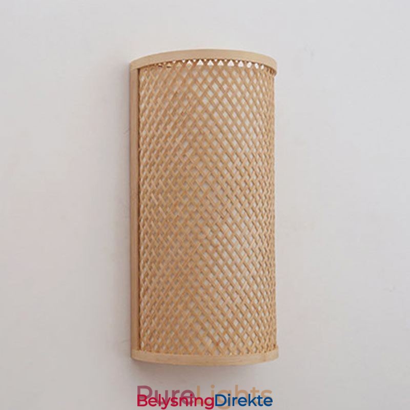 Halvsylindrisk Bambusvegglampe Kreativ Nattbordslampe Trapper Landlig Belysning