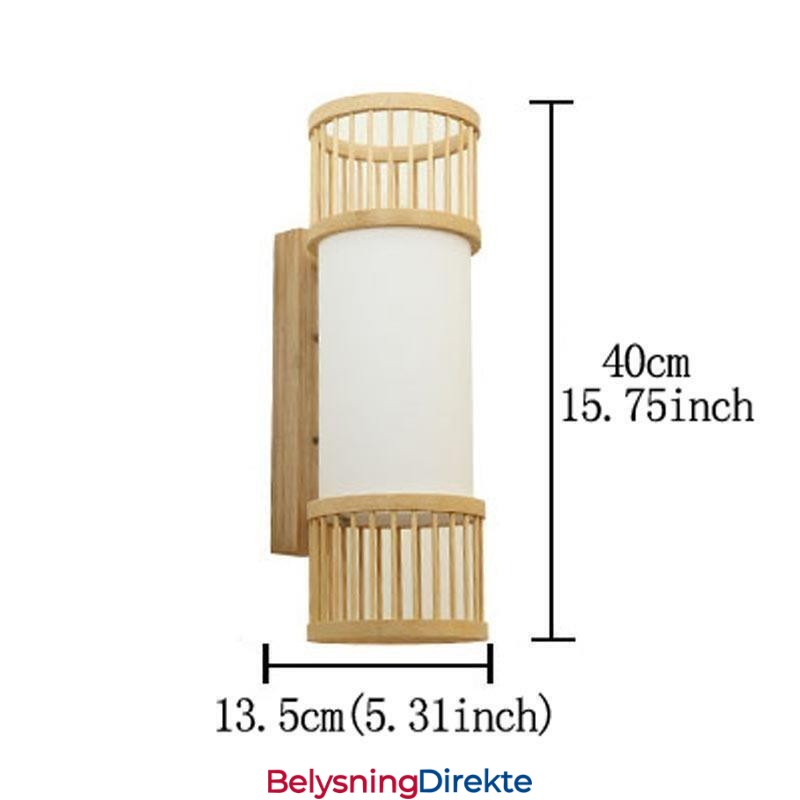 Vertikal Bambusvegglampe Kreativ Rund Vegglampe Nattbordslampe Trappebelysning