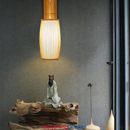 Vevd Bambusvegglampe I Retrostil Med Kinesisk Belysning