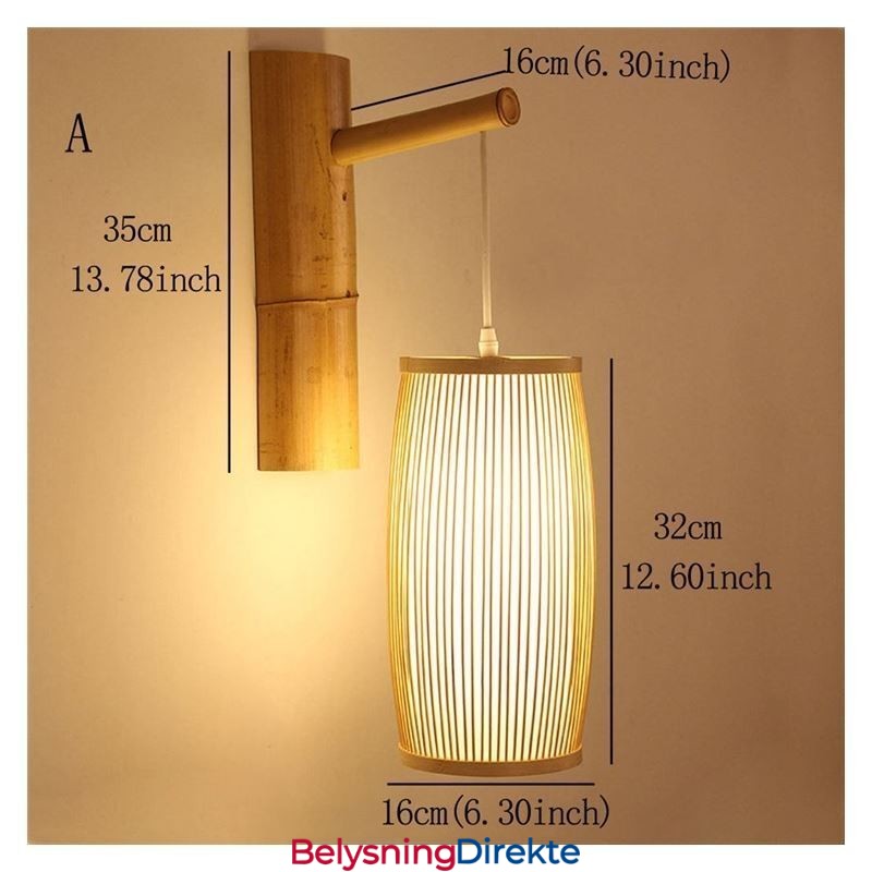 Vevd Bambusvegglampe I Retrostil Med Kinesisk Belysning