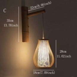 Vevd Bambusvegglampe I Retrostil Med Kinesisk Belysning