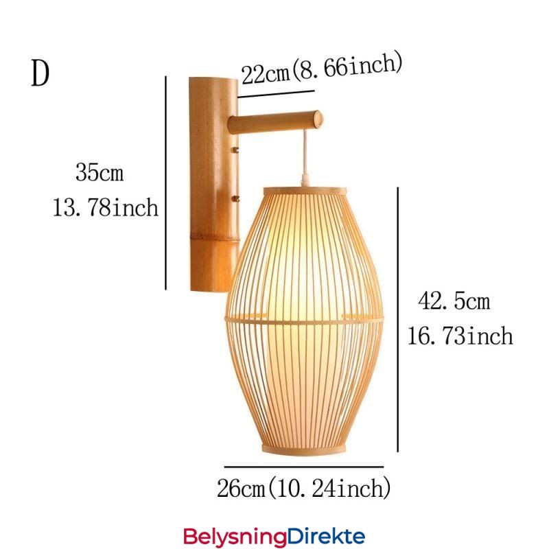 Vevd Bambusvegglampe I Retrostil Med Kinesisk Belysning