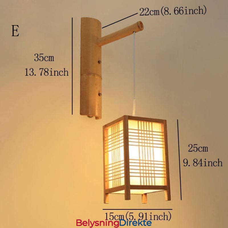 Vevd Bambusvegglampe I Retrostil Med Kinesisk Belysning