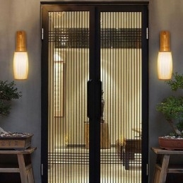 Vevd Bambusvegglampe I Retrostil Med Kinesisk Belysning