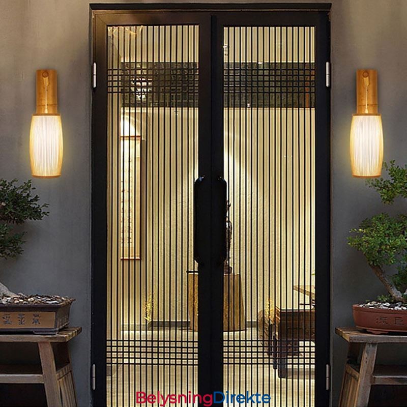 Vevd Bambusvegglampe I Retrostil Med Kinesisk Belysning