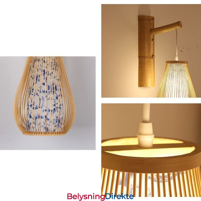Vevd Bambusvegglampe I Retrostil Med Kinesisk Belysning