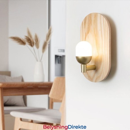 Dekorativ Vegglampe I Tre, Inngangsgang, Nordisk Nattbordslampe